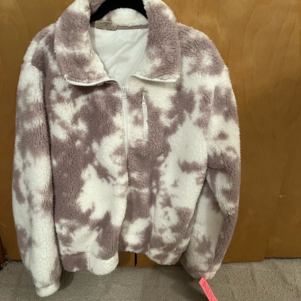 Betsey Johnson White and Tan Teddy Jacket
